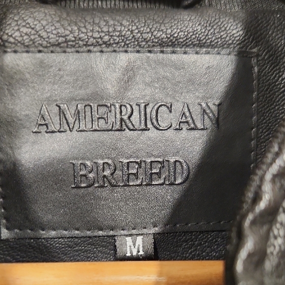 American Breed Men's Black Pleather Moto Racer Jacket Size M - Picture 3 of 6